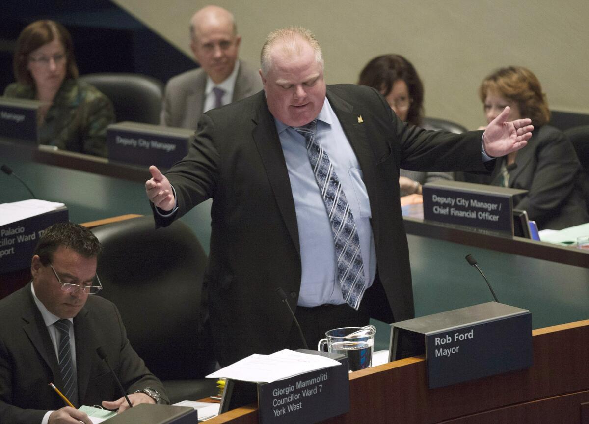Mayor Rob Ford speaks at a City Council debate on his behavior.
