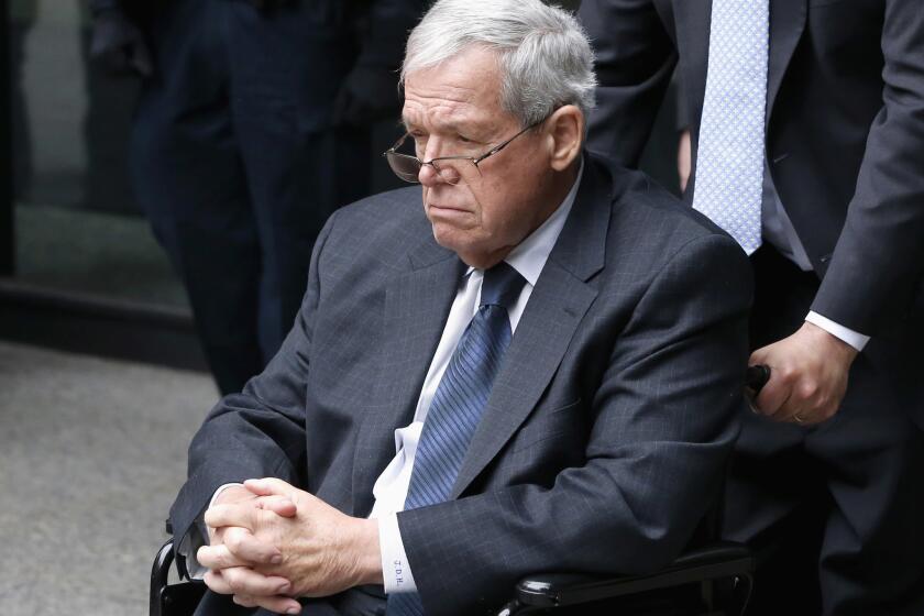 J. Dennis Hastert departs the federal courthouse in Chicago on April 27.