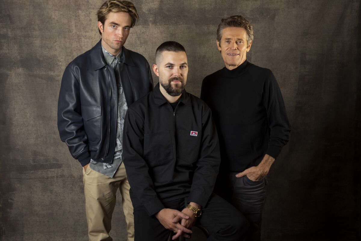 Actor Robert Pattinson, director Robert Eggers and actor Willem Dafoe, from the film "The Lighthouse," photographed in the L.A. Times Photo Studio at the 2019 Toronto International Film Festival.