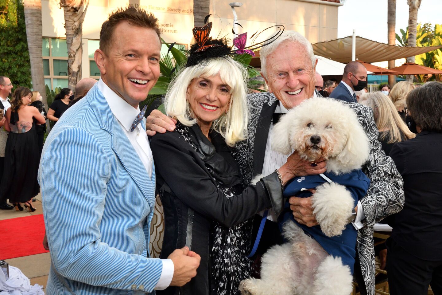 Ryan Jeffcoat, Joyce Gattas, Jay Jeffcoat and Buddy "the Wonder Dog" don their "old Hollywood" attire for the 35th annual Fur Ball presented by the San Diego Humane Society on Oct. 2.
