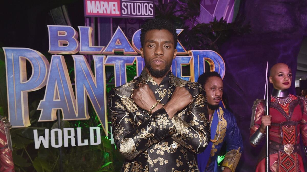 Chadwick Boseman at the Los Angeles world premiere of Marvel Studios' "Black Panther" at Dolby Theatre on Monday in Hollywood.