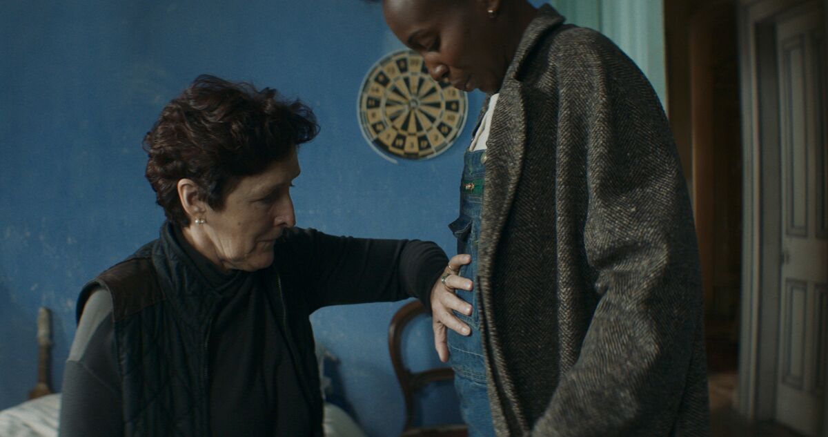 Fiona Shaw, left, and Tamara Lawrance in a scene from Joe Marcantonio's "Kindred," an IFC Midnight release.