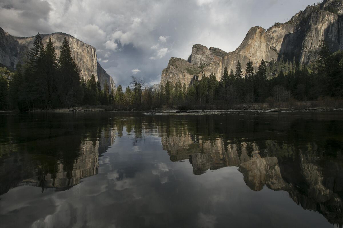 Valley View is usually snow covered this time of year. Park officials expect Yosemite Valley's waterfalls to go dry during the height of the summer tourist season.