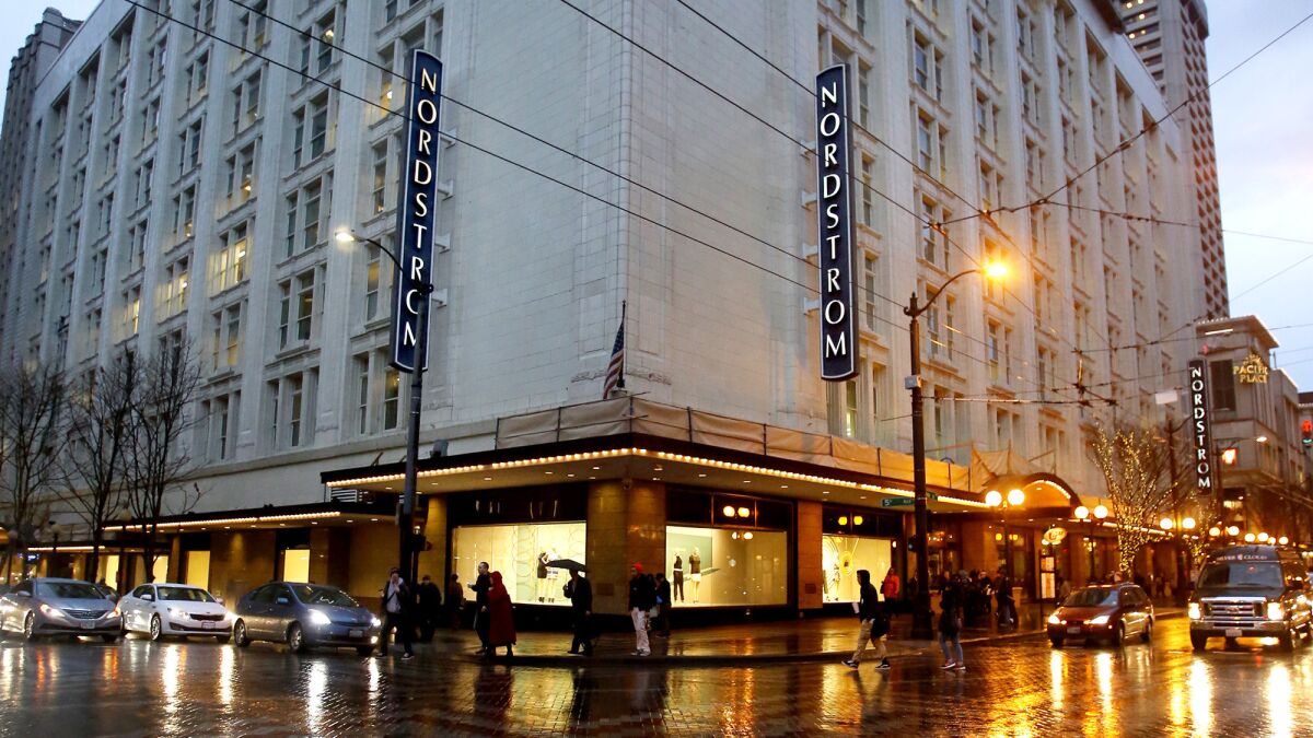 Nordstrom's flagship store is seen in downtown Seattle.
