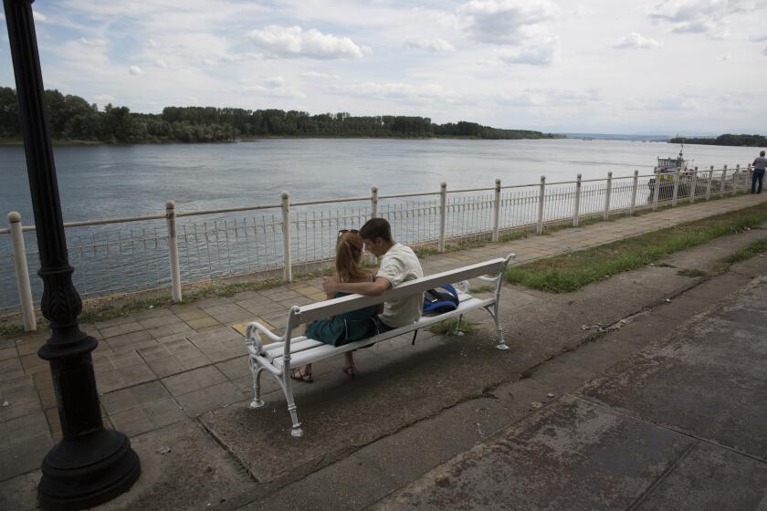 Boardwalk along the Danube in Vidin, a city in Northwestern Bulgaria, a region which is experiencing rapid depopulation.