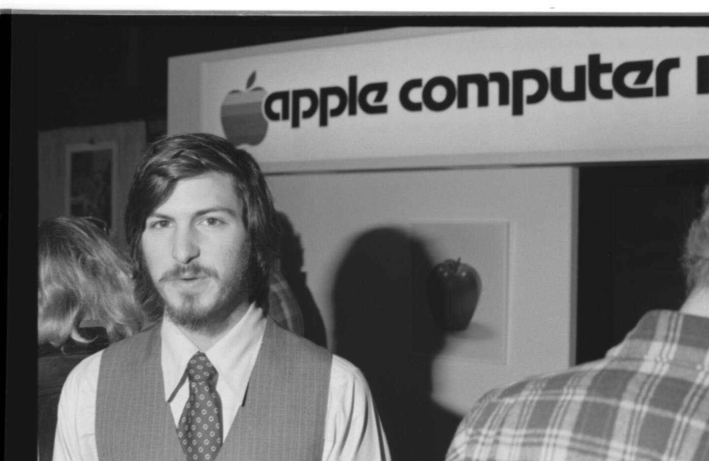 Steve Jobs at the first West Coast Computer Faire, where the Apple II computer was debuted, in Brooks Hall, San Francisco, California in April, 1977.