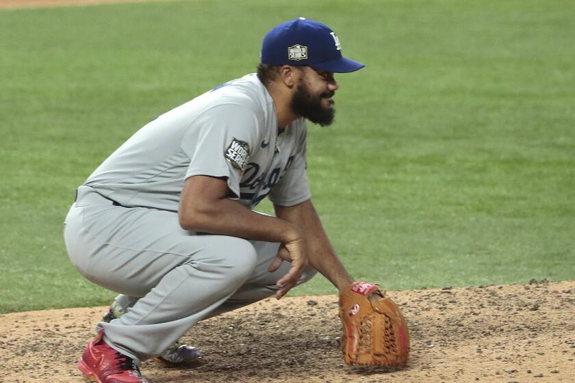 Arlington, Texas, Saturday, October 24, 2020 Los Angeles Dodgers relief pitcher Kenley Jansen.