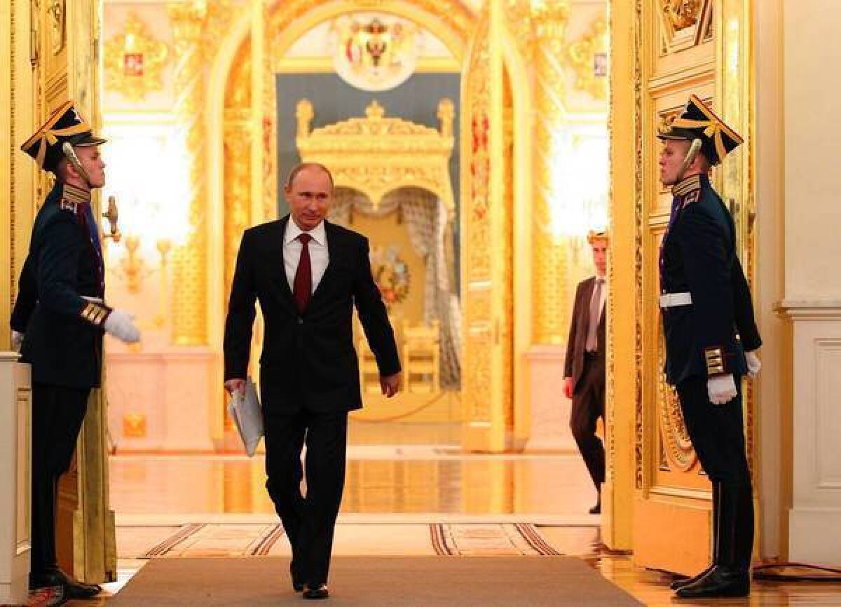 Russian President Vladimir Putin arrives at the Kremlin on Dec. 12 to deliver the annual state of the nation address.