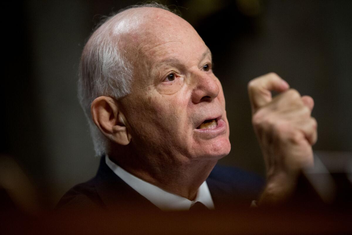 Sen. Ben Cardin, D-Md., is seen during a Senate Foreign Relations Committee hearing on Capitol Hill to review the Iran nuclear agreement.