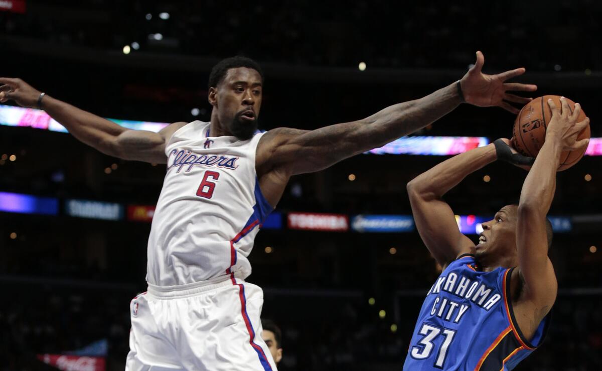 The Clippers' DeAndre Jordan is averaging 9 points with 13 rebounds and 2.4 blocks per game.