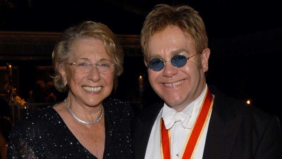 Elton John and his mother, Sheila Farebrother, in 2003.