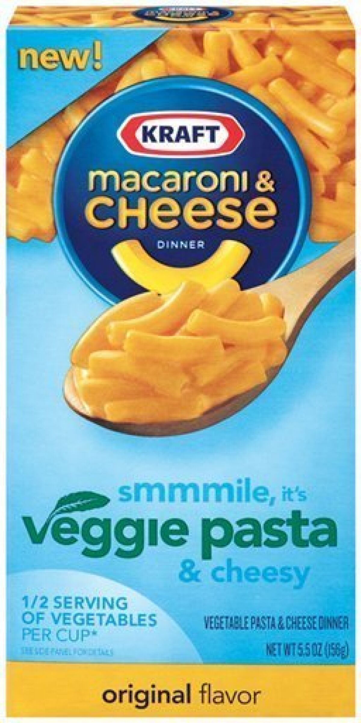 This product image courtesy of Kraft shows their vegetable pasta and cheese dinner, original flavor. It looks like Kraft Macaroni & Cheese, and Kraft says it tastes just like the original. But a new ingredient is lurking inside this version of the American family dinner staple _ cauliflower. (AP Photo/Kraft)