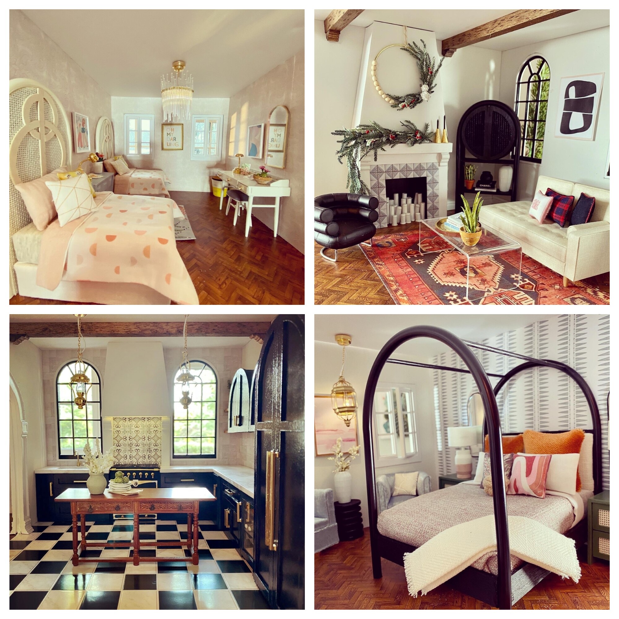 Photos of rooms from a dollhouse