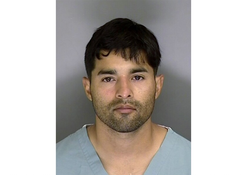 FILE - This June 7, 2020, file booking photo from the Santa Cruz County, Calif., Sheriff's Office shows Steven Carrillo. The former U.S. Air Force sergeant with alleged ties to the "boogaloo" movement has changed his plea to guilty in the 2020 fatal shooting of a federal security officer in the San Francisco Bay Area. Carrillo had pleaded not guilty in July 2020 in David Patrick Underwood's killing. Underwood was shot May 29, 2020, while standing outside an Oakland federal building amid large protests against police brutality following the killing of George Floyd in Minneapolis. (Santa Cruz Sheriff's Office via AP, File)