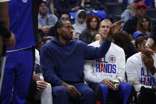 LOS ANGELES, CALIFORNIA - APRIL 21: Kawhi Leonard #2 of the LA Clippers on the bench.