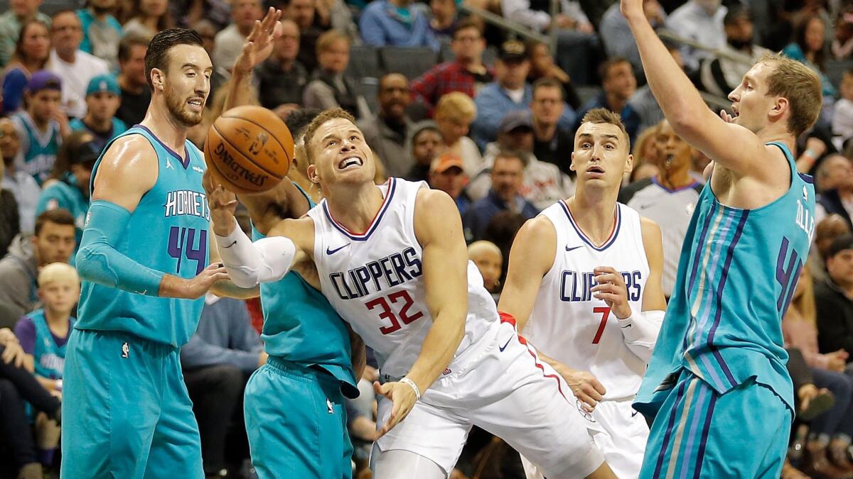 Blake Griffin and the Clippers stumble Saturday night at Charlotte in the second of back-to-backs. Griffin had 19 points on six-for-17 shooting and appeared frustrated all night.