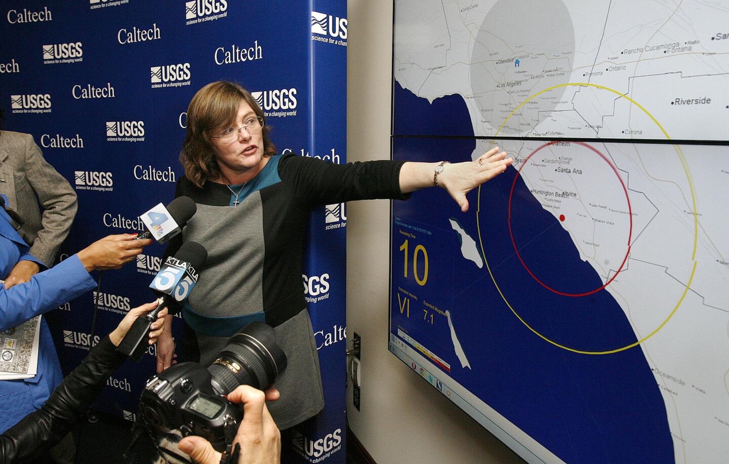 Seismologist Lucy Jones explains an earthquake early warning system at Caltech.