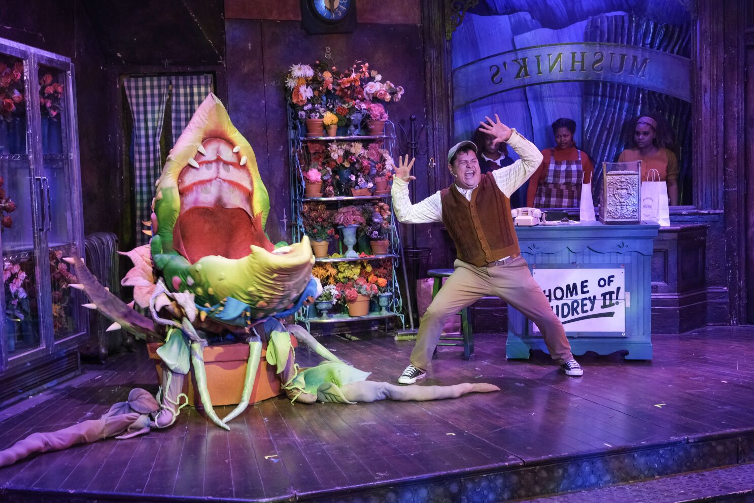Review: San Diego Musical Theatre up a fun, playful 'Little of Horrors' - The San Diego Union-Tribune