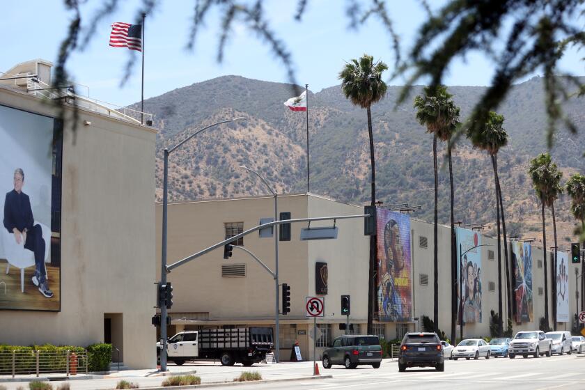 LOS ANGELES, CA - JUNE 02: The Warner Bros Studio lot is seen from the street in Burbank on Wednesday, June 2, 2021 in Los Angeles, CA. This is their corporate headquarters building. (Dania Maxwell / Los Angeles Times)