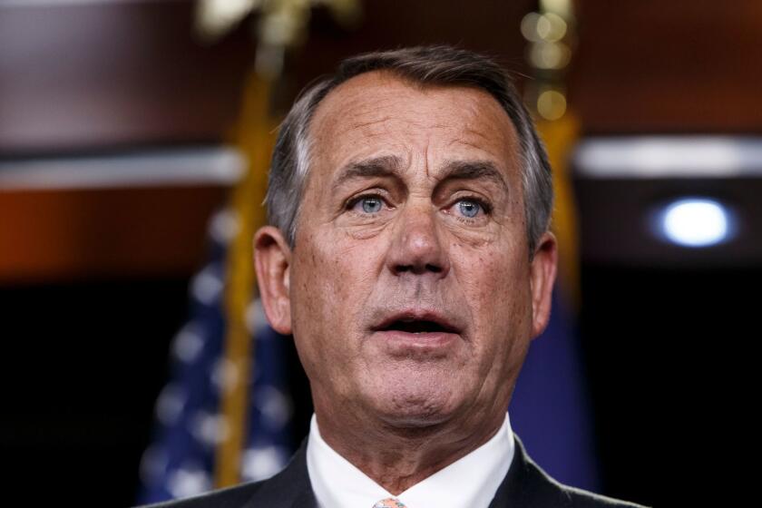 In this photo taken Feb. 26, 2015, then House Speaker John Boehner speaks on Capitol Hill in Washington. Boehner says that aside from international affairs and foreign policy, President Donald Trumpâs time in office has been a âcomplete disaster.â (AP Photo/J. Scott Applewhite)
