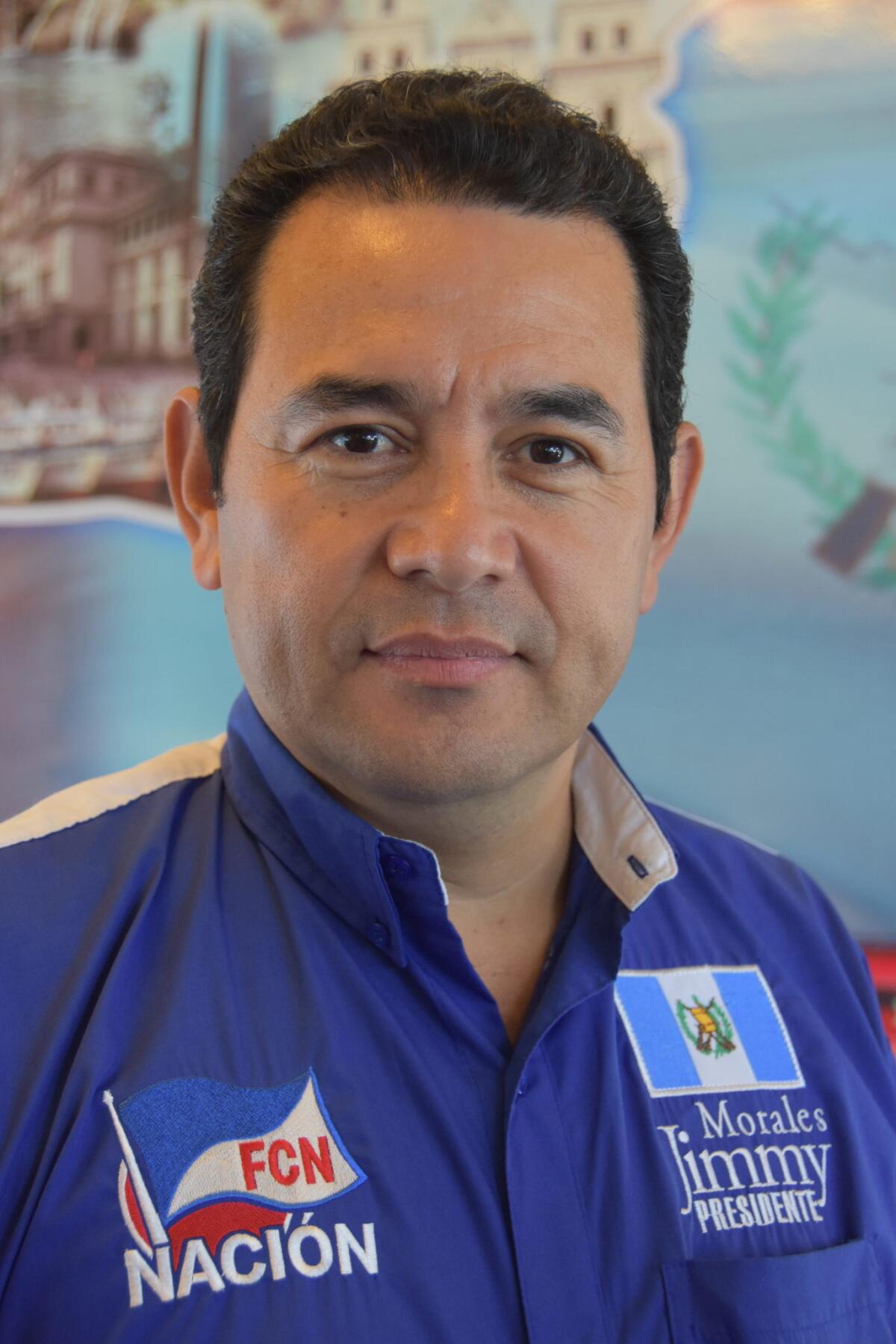 Fotografía del 11 de julio de 2015 en Hollywood, California (Estados Unidos), del candidato a la presidencia de Guatemala Jimmy Morales por el Partido Político Frente de Convergencia Nacional (FCN).