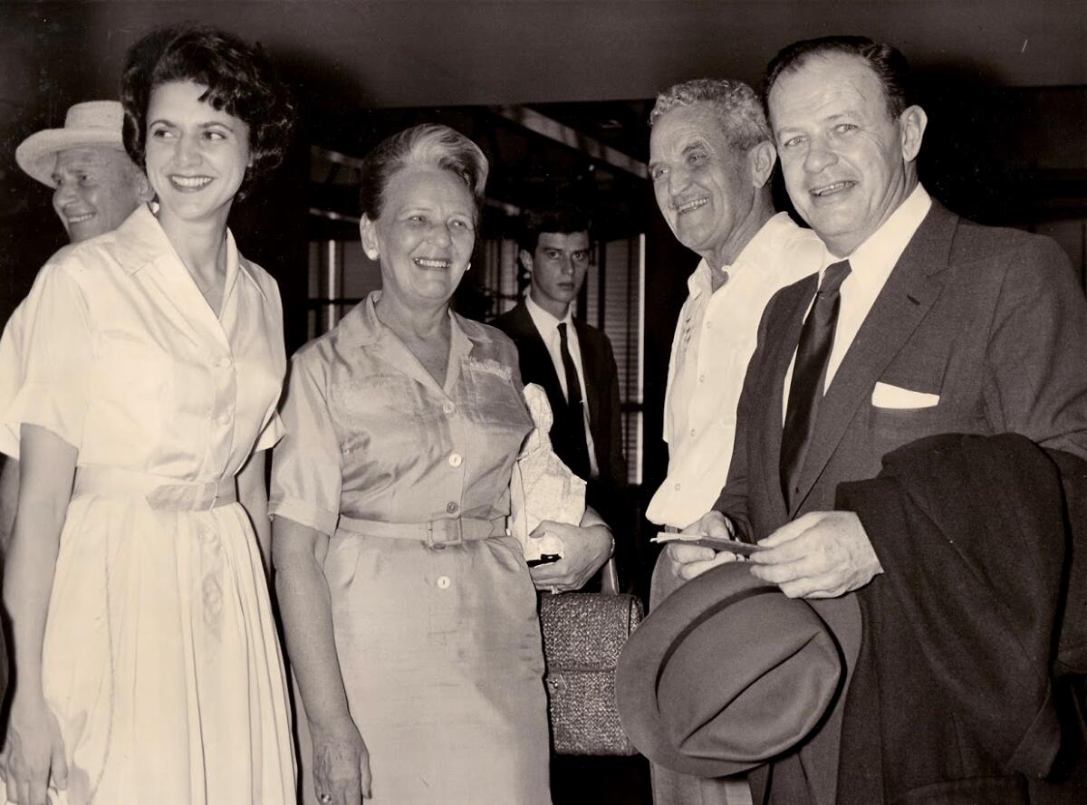 Joe Mankiewicz (right) and Rosemary, his third wife (left) in Rome during the filming of 'Cleopatra.'