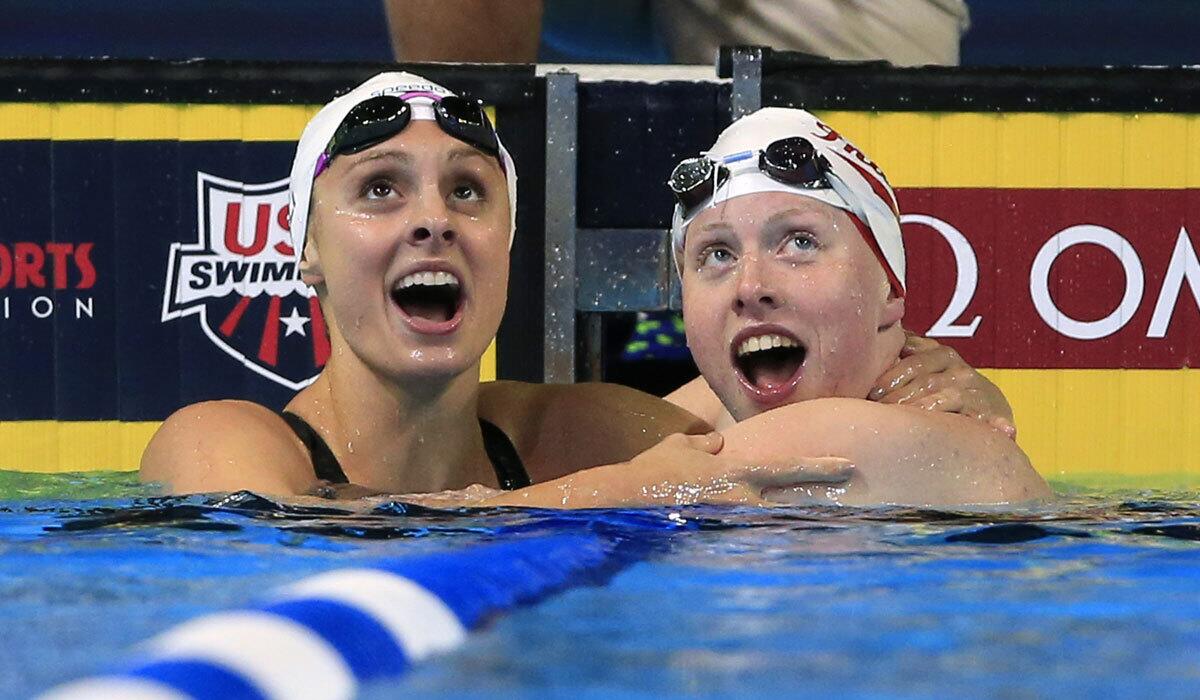 Katie Meili, left, and Lilly King are expected to add to the U.S. medal count in the 100-meter backstroke.