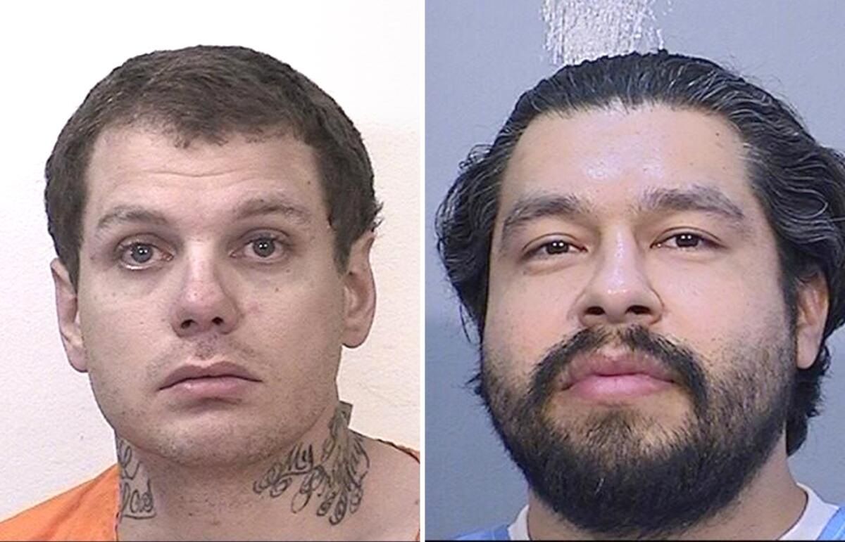 Booking photos of Miguel Espino and Michael Spengler