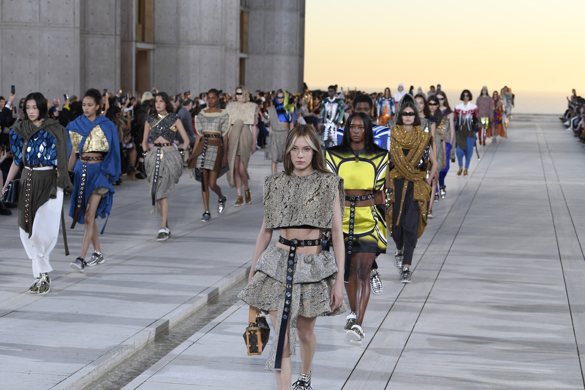 The Salk Institute for Biological Studies was the setting for Louis Vuitton's annual Cruise Collection show May 12.