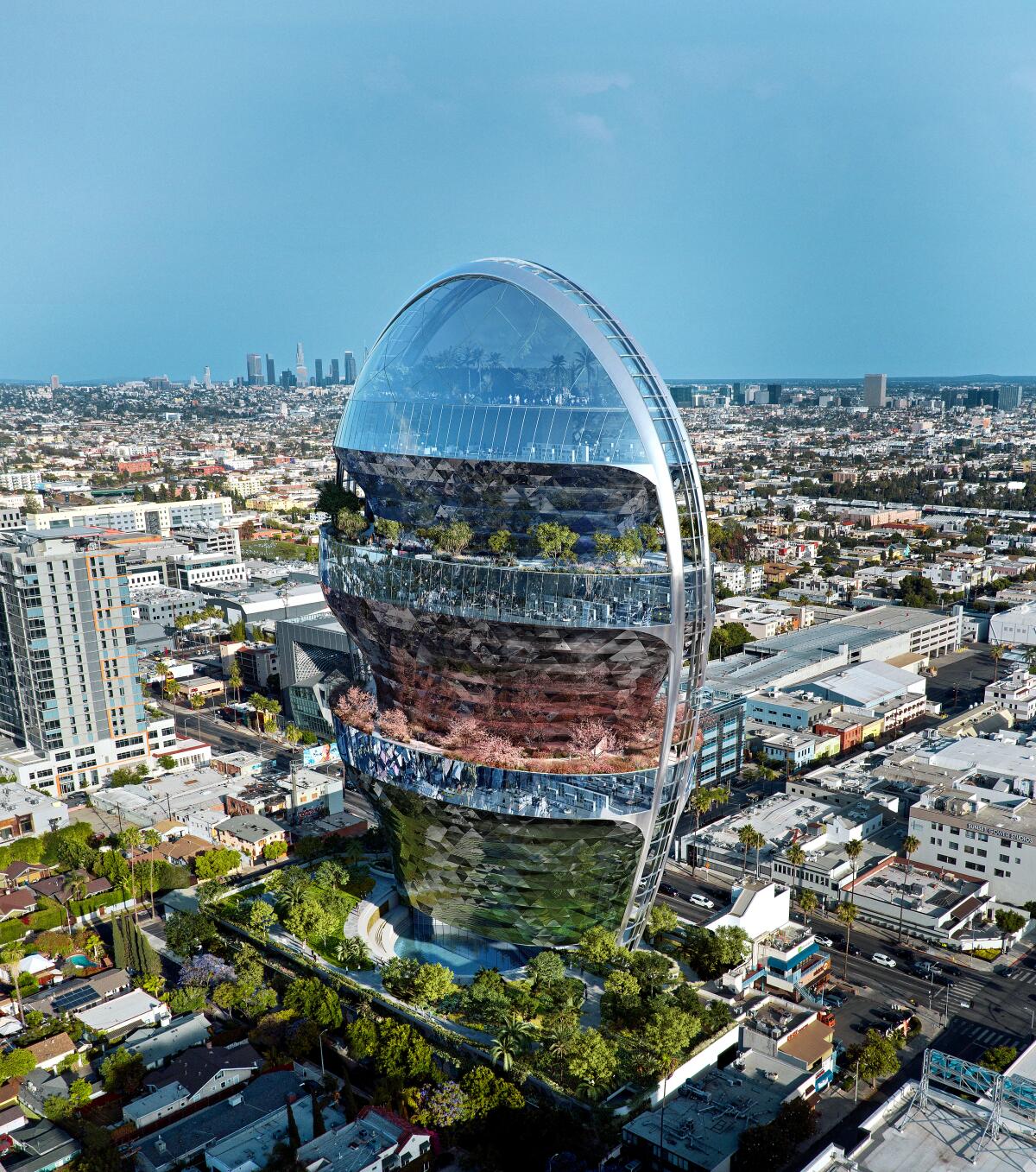 This artist's rendering shows an oval office tower