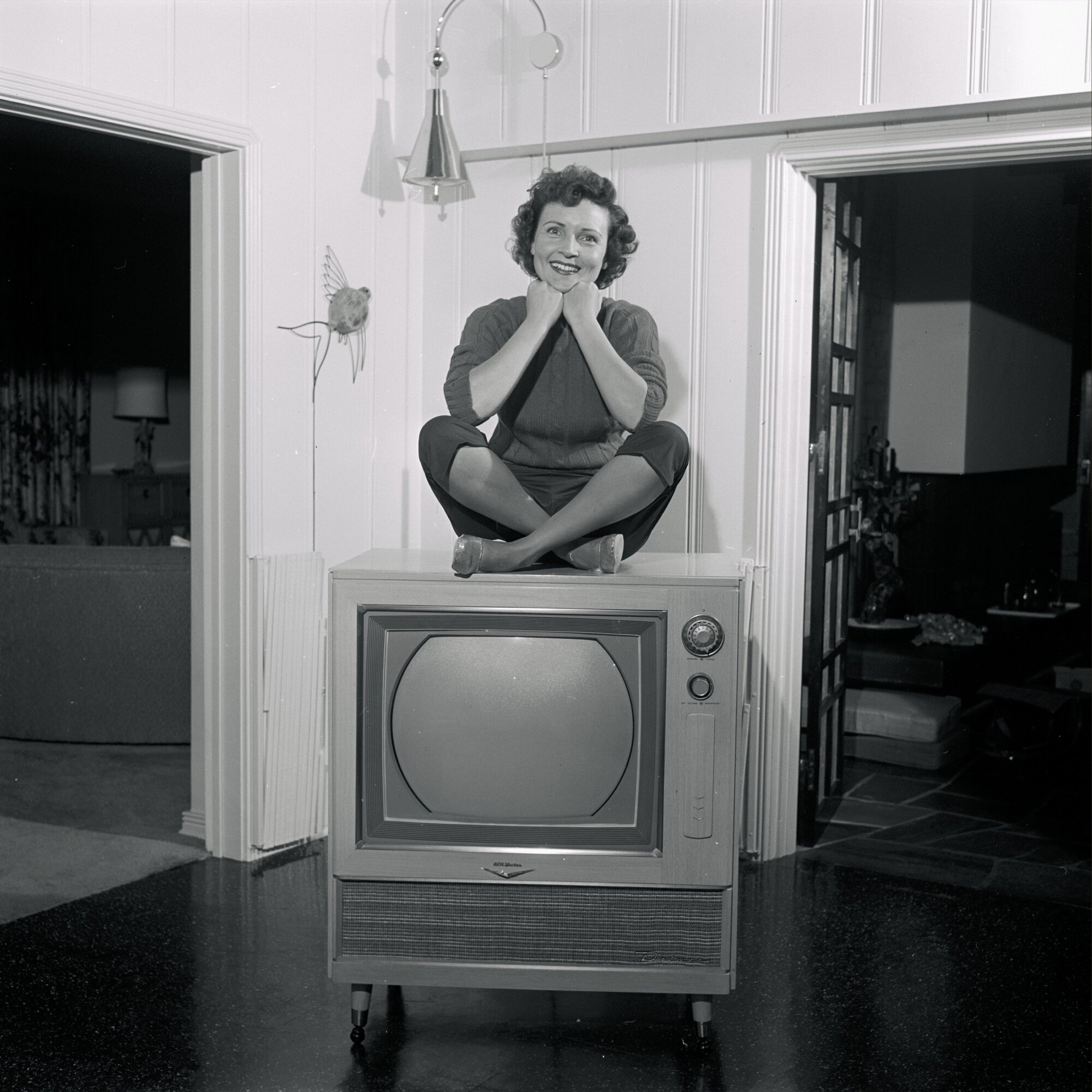 Betty White sits on TV for her special "Betty White at home."