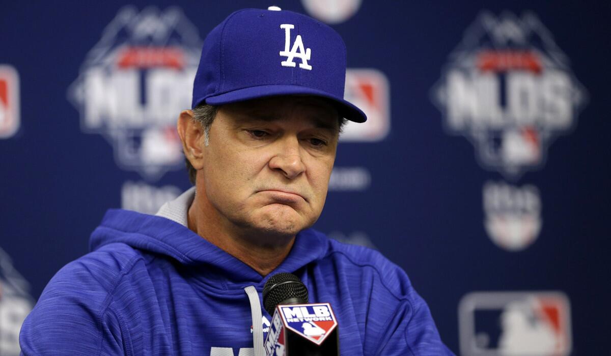 Los Angeles Dodgers manager Don Mattingly speaks during a news conference before Game 3 of the National League Division Series against the New York Mets in New York on Monday.