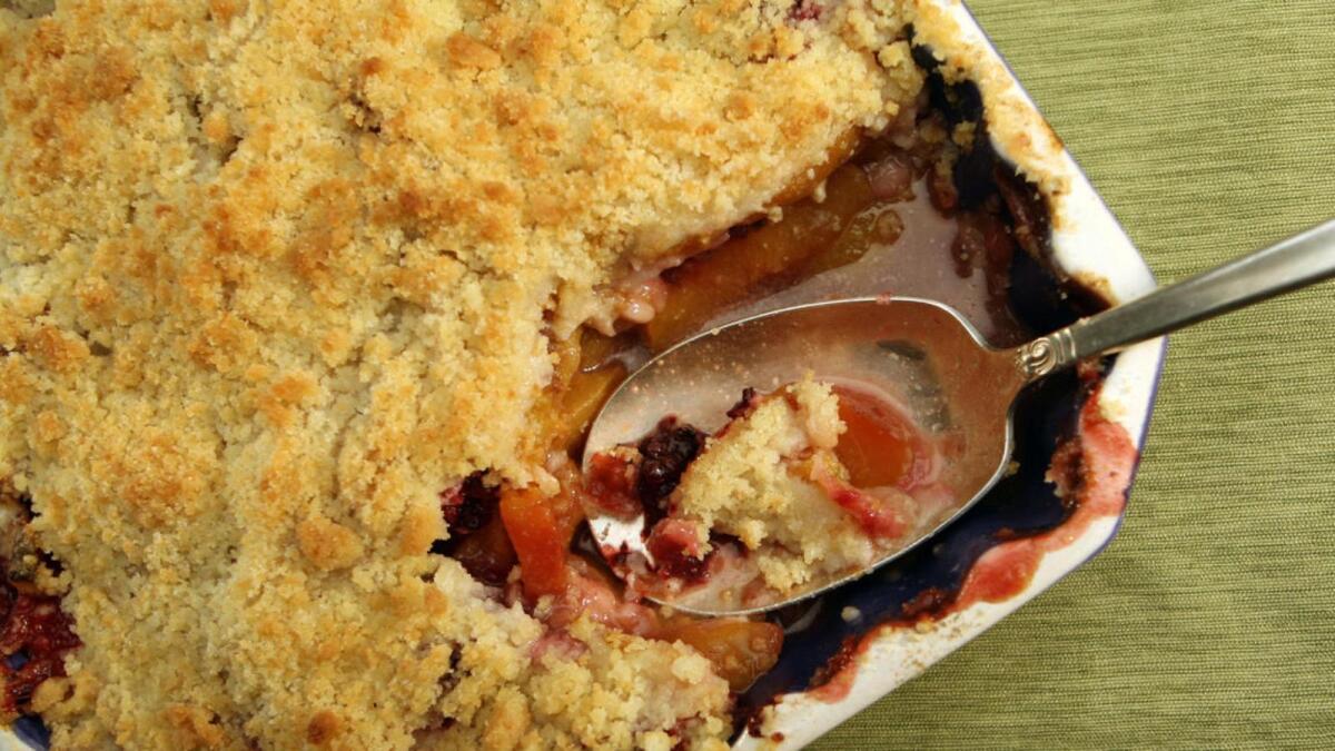 Recipe: Peach and blackberry crisp