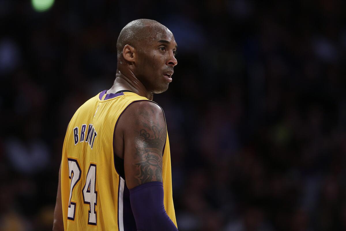 Kobe Bryant plays for the Lakers on April 6.