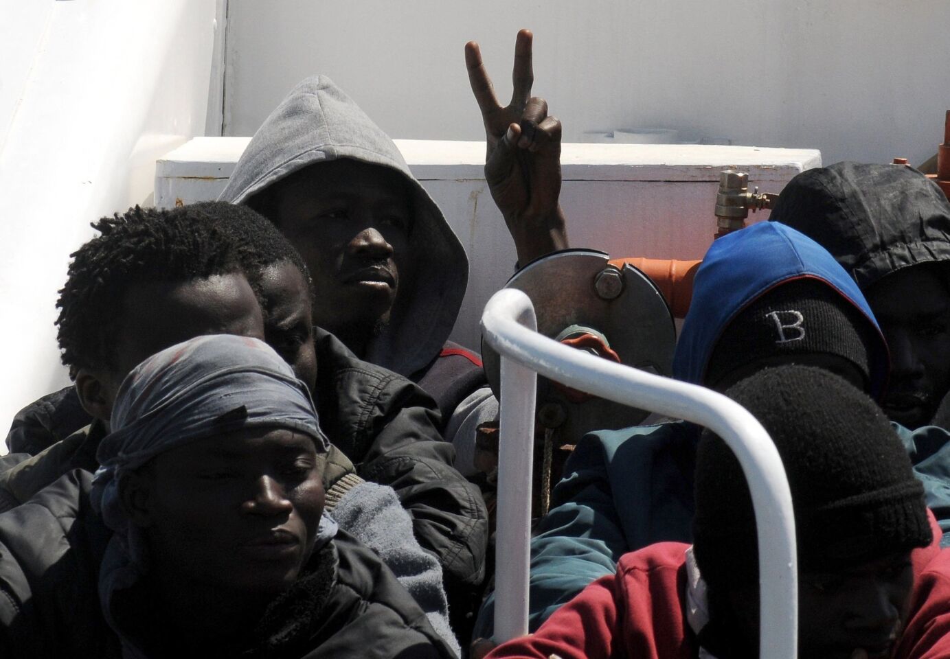 Migrants arrive at Palermo's harbor, Italy, after being rescued at sea. The U.N. refugee agency says the shipwreck in the Mediterranean this week, in which 400 migrants are presumed to have died, is among the deadliest single incidents in the last decade.