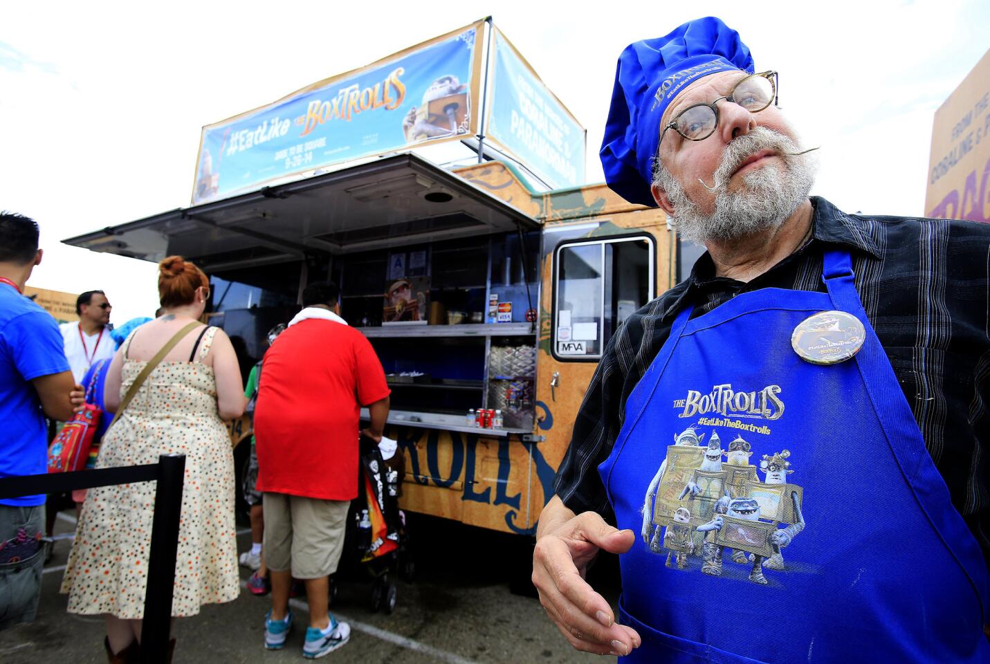 Bug chef David George Gordon, right, is the culinary genius behind the Boxtrolls food truck menu during Comic-Con International in San Diego.