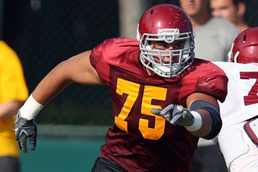 USC junior Max Tuerk, shown in 2012, started spring practice Tuesday at center.