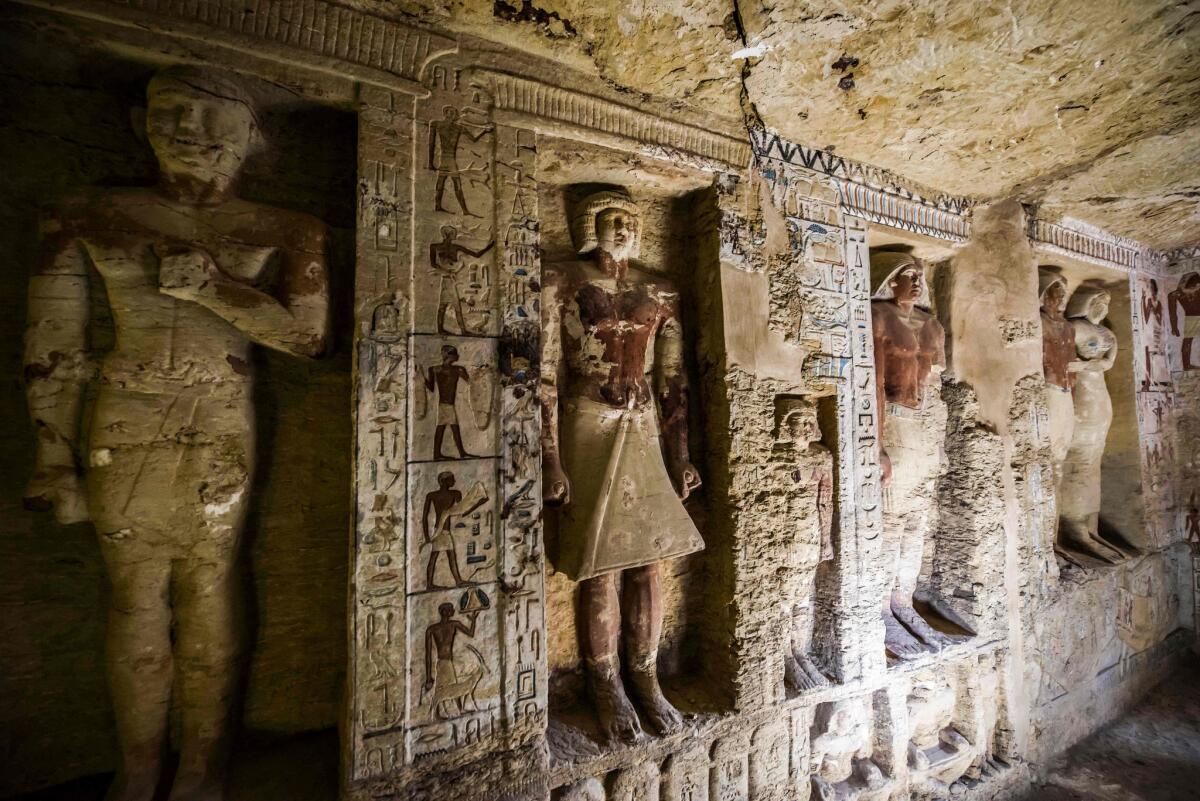A view of a newly discovered tomb belonging to the high priest Wahtye at the Saqqara necropolis south of Cairo.