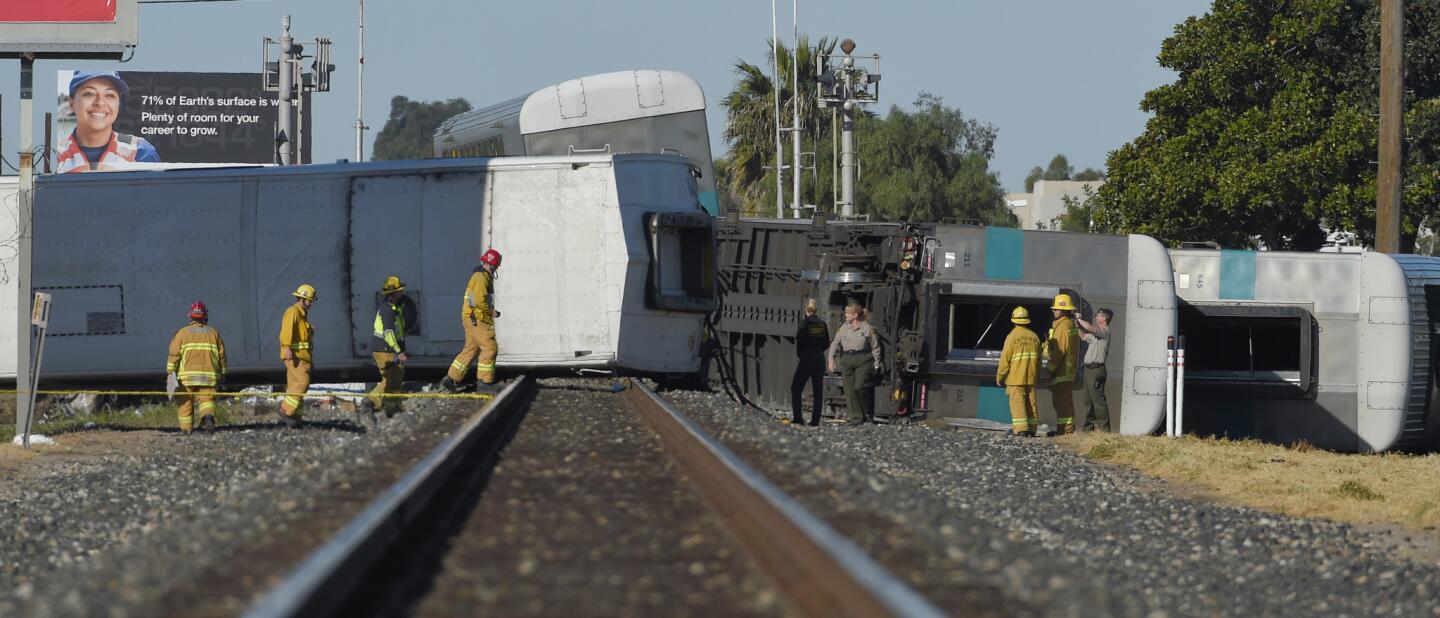 California commuter train derails
