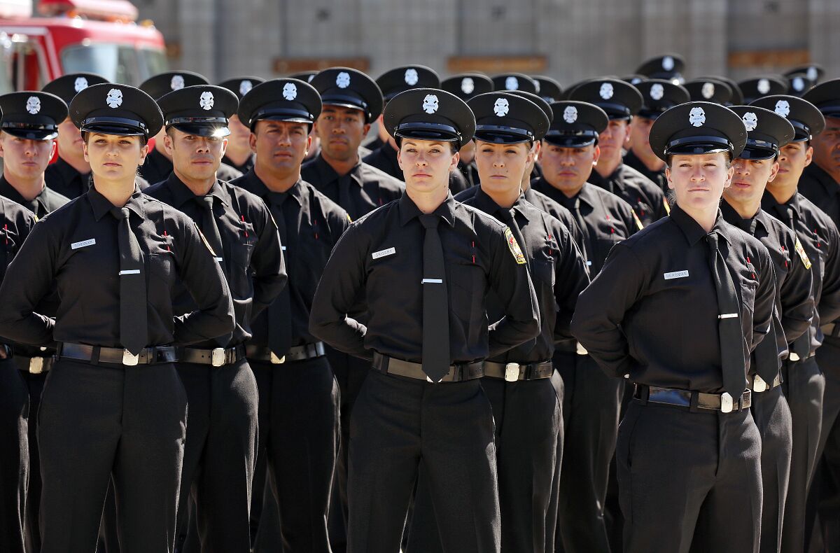 LAFD firefighters at a 2016 graduation ceremony.