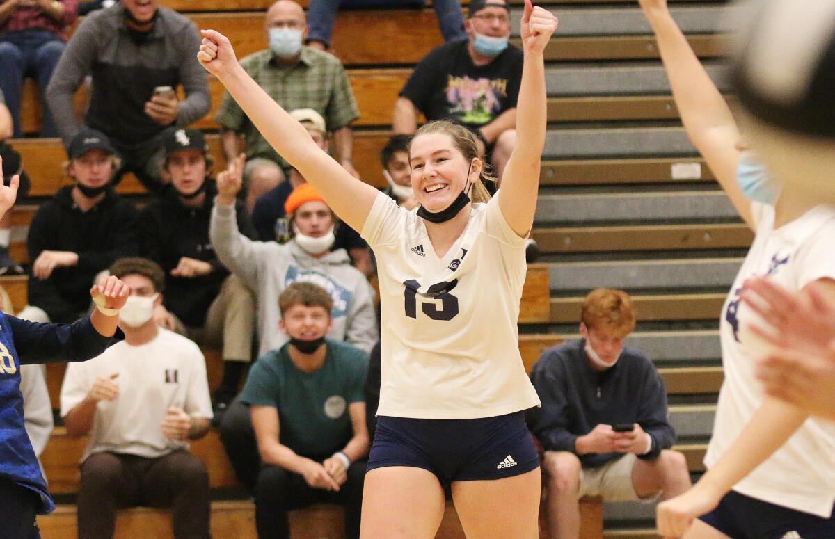 Senior Avry Tatum celebrates LCC's first round playoff win.