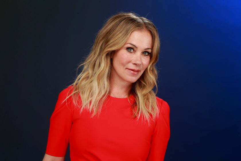 EL SEGUNDO, CA., MAY 9, 2019?Grief, friendship and comedy; are just three topics Christina Applegate discussed in about her DEAD TO ME, new dark comedy for Netflix. Applegate plays recent window Jen Harding in Dead to Me, while Linda Cardellini portrays Judy Hale; the two meet at a grief support group. (Kirk McKoy / Los Angeles Times)