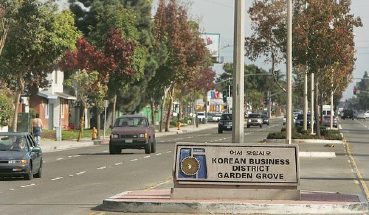 The business district includes a stretch of Garden Grove Boulevard between Brookhurst Street and Brea Boulevard.