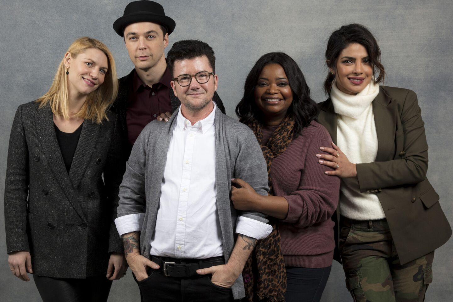 Actress Claire Danes, actor Jim Parsons, director Silas Howard, actress Octavia Spencer, and actress Priyanka Chopra from the film, "A Kid Like Jake," photographed in the L.A. Times Studio at Chase Sapphire on Main, during the Sundance Film Festival in Park City, Utah, Jan. 21, 2018.