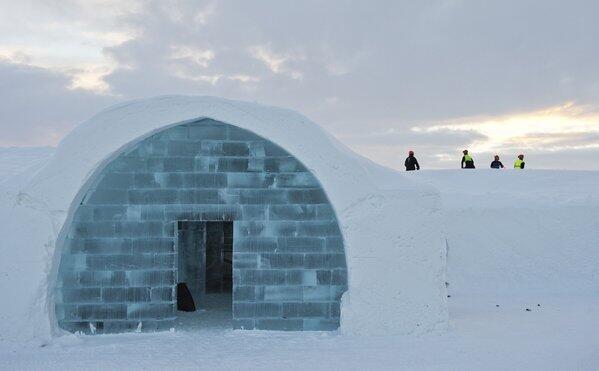 Construction on the Icehotel began in November and will be completed around New Year's.