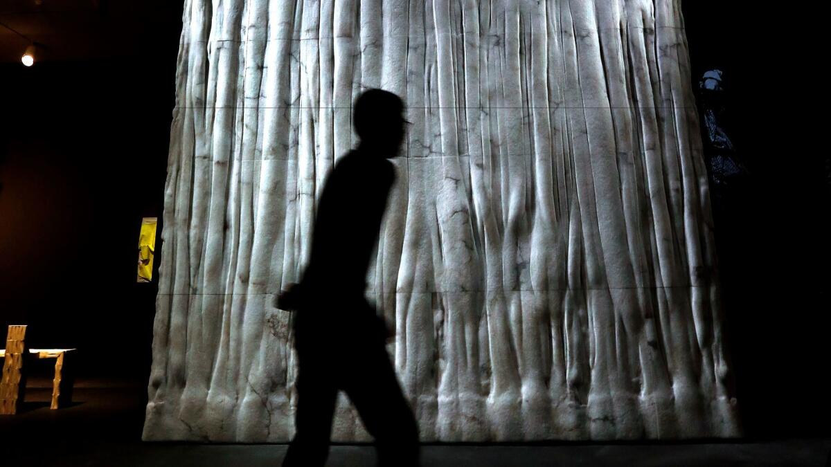 "Weeping Alabaster Wall" is part of the Lamy-Owens show at MOCA at the Pacific Design Center.