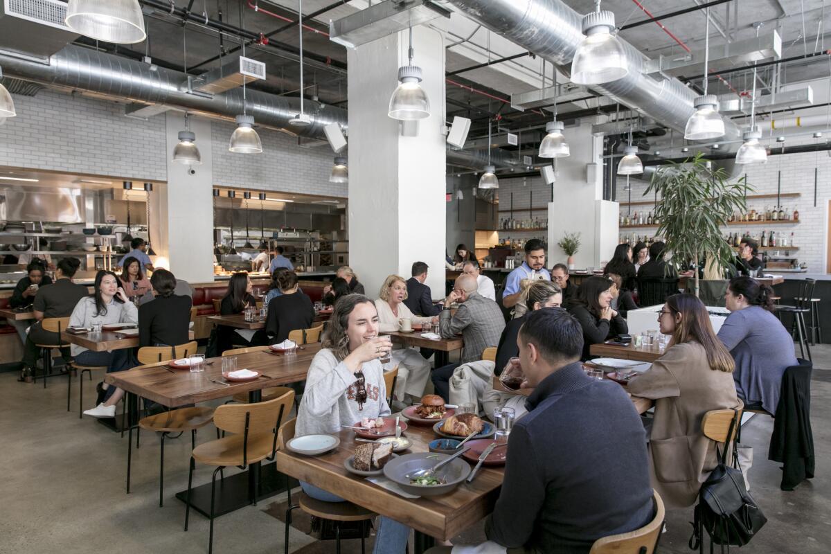 The lunchtime crowd at Tartine Bianco in May. The restaurant, housed in the now-closed Manufactory, shut its doors last month. 