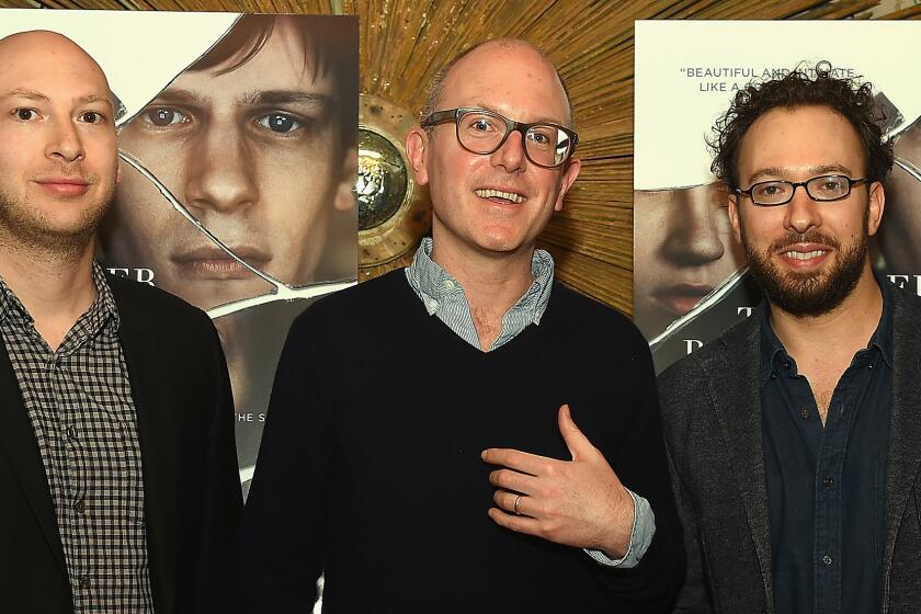 NEW YORK, NY - MARCH 30: (L-R) Adam Wilson, Editor in Chief of The Paris Review Lorin Stein, and Teddy Wayne attend the "Louder Than Bombs" New York Premiere at Crosby Street Hotel on March 30, 2016 in New York City. (Photo by Ben Gabbe/Getty Images) ** OUTS - ELSENT, FPG, CM - OUTS * NM, PH, VA if sourced by CT, LA or MoD **