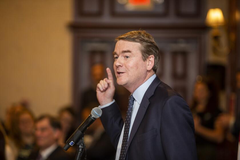 MANCHESTER, NH - OCTOBER 25: Democratic presidential candidate Sen. Michael Bennet (D-CO) speaks during the Manchester City Democrats' Countdown To Victory Dinner on October 25, 2019 in Manchester, New Hampshire. (Photo by Scott Eisen/Getty Images)