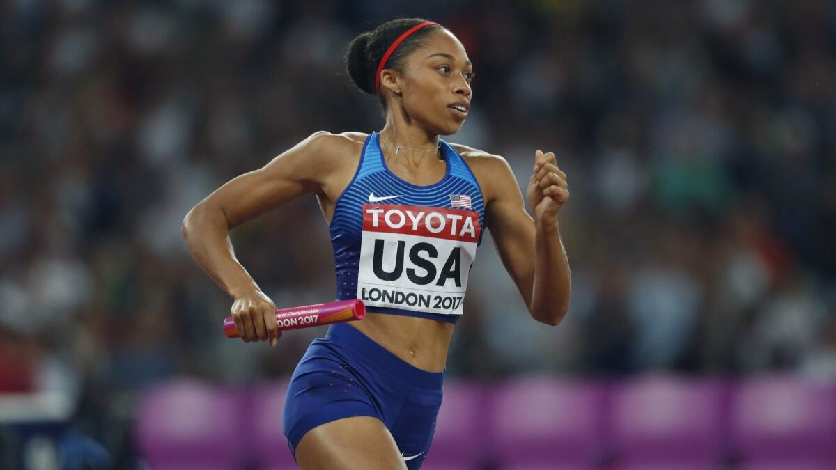 Allyson Felix shoes, Winning 400 meter race in Saysh after Nike